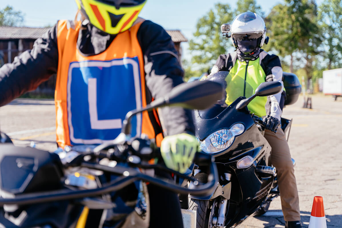 Motorcycle training in progress